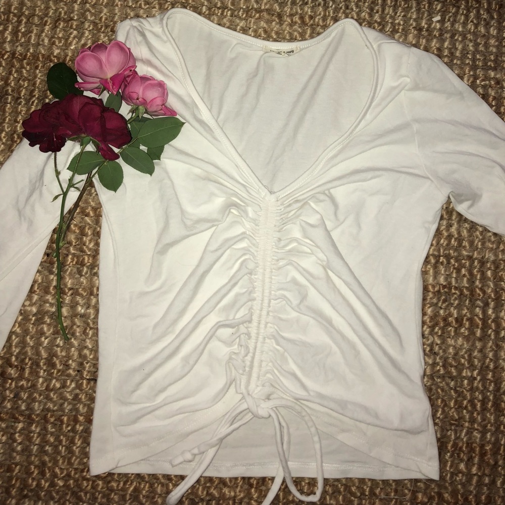 White long sleeve crop top  20% 2+ bundles!